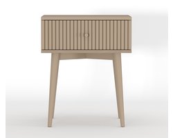 Nachtkastje Sem - Mango Hout - Taupe - 45x55x35 cm (BxHxD) - Lade