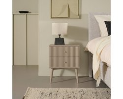 Nachtkastje Sem - Mango Hout - Taupe - 45x55x35 cm (BxHxD) - Twee Lades