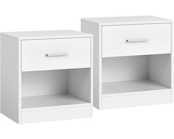 Nachtkastje - set van 2 - in naturel beige en klassiek wit