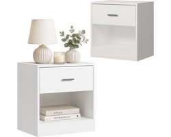 Nachtkastje - set van 2 - met lade - 41x39x28 cm - wit