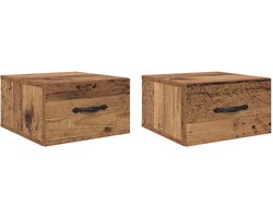 Nachtkastje Set van 2 | Nachtkast | Lamptafel | Bedside kasten Oud hout 35 x 35 x 20 cm Bewerkt hout