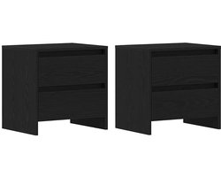 Nachtkastje Set van 2 | Nachtkast | Lamptafel | Bedside kasten Zwart eiken 45 x 34 x 44.5 cm Bewerkt hout