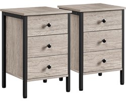 Nachtkastje set van 2 - Nachtkastjes Industrieel - Kastje met Lades