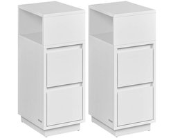 nachtkastje set van 2 - nachtkastjes - nachtkastjes - wit - spaanplaat en MDF - 30 cm x 25 cm x 65 cm