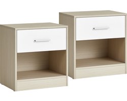 Nachtkastje set van 2 naturel beige –naturel beige –klassiek wit