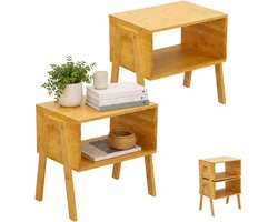 Nachtkastje - set van 2 - stapelbaar - bamboe
