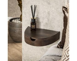 Nachtkastje set/2 1L halfrond zwevend - Massief acacia glaze brown - set van 2