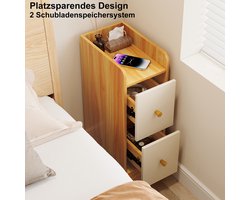 Nachtkastje - Smal bruin kastje - 2 lades - 30x20x58cm Ruimtebesparend opbergmeubel geschikt voor slaapkamers en woonkamers Modern interieurontwerp