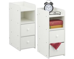 nachtkastje smal - set van 2 - met 2 lades - 55 x 22,5 x 34 cm - wit