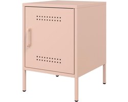 Nachtkastje staal - Bijzettafel wandkastje - Opbergen nachtspullen - Robuust stabiel frame - 36x39x505 cm - Roze