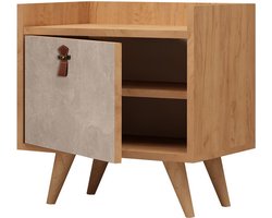 Nachtkastje - Stijlvol Eiken & Gebroken Wit - 50x55x40cm - Duurzaam Melamine