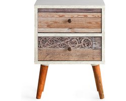 Nachtkastje - Stijlvol Walnoot & Wit - 40x55x35cm - Duurzaam Melamine