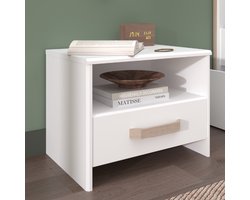 Nachtkastje Sueno met opberglade - wit/eikdecor