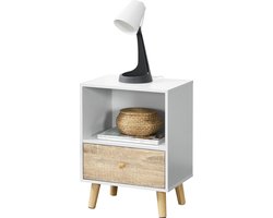 Nachtkastje Sundsvall 54x40x30 cm wit en eikenkleurig