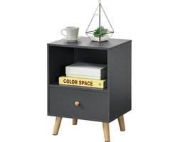 Nachtkastje Sundsvall met lade 54x40x30 cm wit donkergrijs