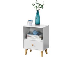 Nachtkastje Sundsvall met lade en open vak 54x40x30 cm wit