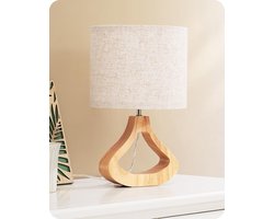 Nachtkastje Tafellamp met E27 Lamp en Linnen Lampenkap - Moderne Beige Vintage Stijl voor Woonkamer en Slaapkamer