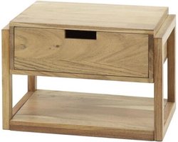 Nachtkastje Tenerife zwevend Massief Acaciahout - Hangend nachtkastje - Design met Houten Frame en Lade - wandkastje - 39x25x27 cm