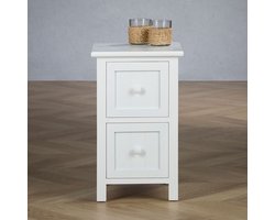 Nachtkastje TREYA wit - nachtkastje met 2 laden, klein nachtkastje, nachtkastje van hout, nachtkastjes - hoofdfoto