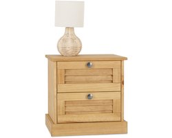 Nachtkastje VENETA met 2 laden, naturel - massief grenen nachtkastje in landhuisstijl, rustiek nachtkastje, nachtkastje lamellair design - hoofdafbeelding