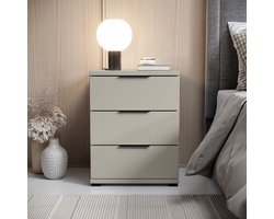 Nachtkastje Vera - Houtvezelplaat / Folie - Beige - 46 x 61 x 42 cm (BxHxD)