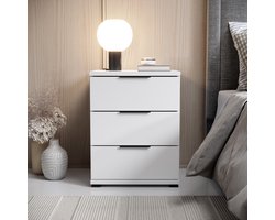 Nachtkastje Vera - Houtvezelplaat / Folie - Wit - 46 x 61 x 42 cm (BxHxD)