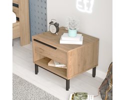 Nachtkastje Vesanto 42,5x53,5x44,5 cm eikenkleurig en zwart [en.casa]