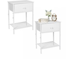 nachtkastje - wit - 40x55x30 cm - 2 stuks