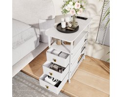 Nachtkastje Wit 60x30x62 cm – 3 Lades, USB/Type-C, Opbergvak