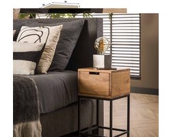 Nachtkastje XS Flat 1 Lade Massief Acacia Hout 30 x 30 x 60 cm