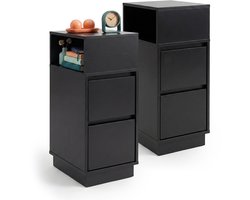 nachtkastje - zwart - set van 2 - 24x64x30 cm - per stuk