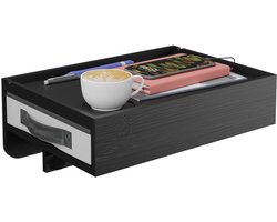 nachtkastje zwevend - met lade - 37 x 26,5 cm - bamboe - hangend - zwart