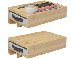 Nachtkastje zwevend - set van 2 - met lade - bamboe