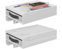 Nachtkastje zwevend - set van 2 - met lade - bamboe - wit