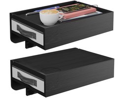 Nachtkastje zwevend - set van 2 - met lade - bamboe - zwart