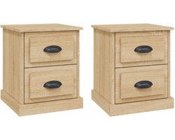 Nachtkastjes 2 st 39x39x47,5 cm bewerkt hout sonoma eikenkleur