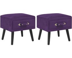 Nachtkastjes 2 STKS. Donker Paars Badkamerkast Smalle Bedside Tafel voor Kamer Slaapkamer 40 x 35 x 40 cm Fluweel