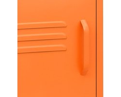 Nachtkastjes 2 stuks oranje 35x35x51 cm staal met opbergruimte en nivellering, moderne bijzettafel met vak en deur voor woonkamer slaapkamer