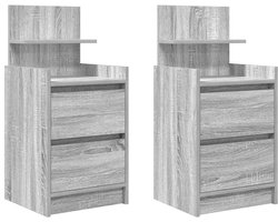 Nachtkastjes met 2 lades Set van 2 | Nachtkast | Lamptafel | Bedside kasten 38x34x80 cm grijs sonoma