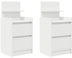Nachtkastjes met 2 lades Set van 2 | Nachtkast | Lamptafel | Bedside kasten 38x34x80 cm wit
