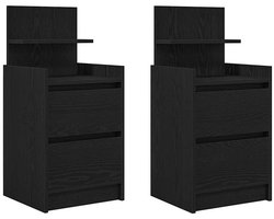 Nachtkastjes met 2 lades Set van 2 | Nachtkast | Lamptafel | Bedside kasten 38x34x80 cm zwart
