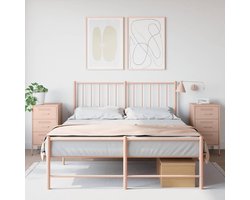 Nachtkastjes Roze - Sidetables Set - Opbergen Woonkamer - Koudgewalst Staal - 36x39x68 cm - Roze