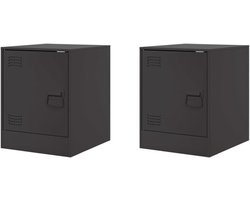 Nachtkastjes Set - Bijzettafels Kastjes - Slaapkamer Opbergen - Koudgewalst Staal - 345 x 39 x 44 cm - Zwart