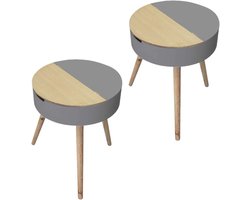 Nachtkastjes Set - Bijzettafels - Opbergen Woonkamer - Scandinavisch Design - 45 x 57 cm - Grijs