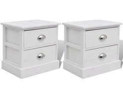 Nachtkastjes Set - Bijzettafels Slaapkamer - Opbergen Spullen - Landelijk Design - 2 Stuks - Multicolor