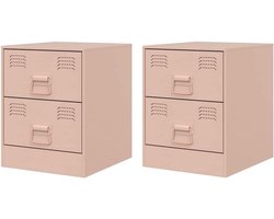 Nachtkastjes Set - Sidetables - Opbergen Slaapkamer - Trendy Design - 34x39x44 cm - Roze