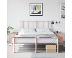 Nachtkastjes Set - Sidetables - Slaapkamer Opbergen - Stabiel Stalen Frame - 34.5 x 39 x 44 cm - Roze
