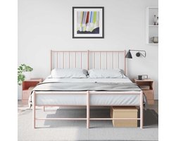 Nachtkastjes Set - Sidetables - Slaapkamer Opbergen - Stabiel Stalen Frame - 34.5 x 39 x 44 cm - Roze