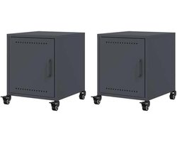 Nachtkastjes Set - Slaapkamer Meubels - Opbergen Slaapkamer - Koudgewalst Staal - 36x39x435 cm - Antraciet