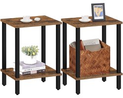 Nachtkastjes Set van 2 – Industrieel Hout & Metaal – Bijzettafels / Plantenstandaard – Multifunctionele Tafels – IN-HOMEXL Umbria - 30 ×38 × 45 cm cm